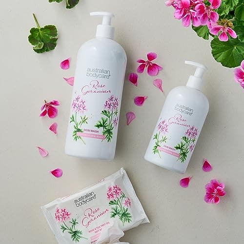 Nettoyant pour la peau professionnel 500 ml | Gel douche à l'huile de tea tree et à la rose | Gel douche pour le corps | A un effet adoucissant | Idéal pour les peaux impures et les boutons