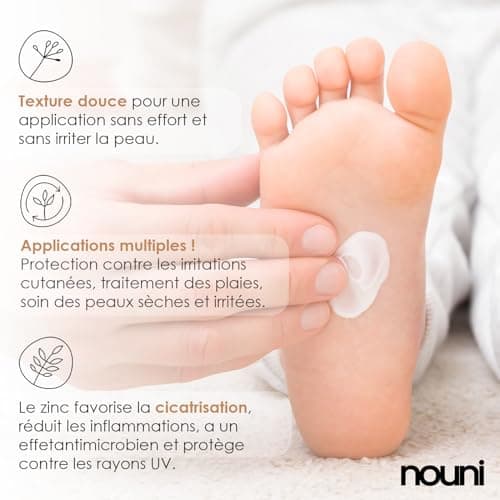 SOS Crème de protection des plaies + zinc 100 ml Crème Popo – Protection des plaies dans la zone des couches – Soin intensif pour la peau des enfants – Sans additifs nocifs nouni