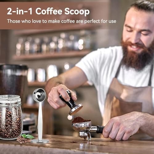 ZPSHYD Doseur à Expresso Polyvalent 2 en 1 en Acier Inoxydable et cuillère à mesurer Le café-Outil Compagnon de broyage et de bourrage du café