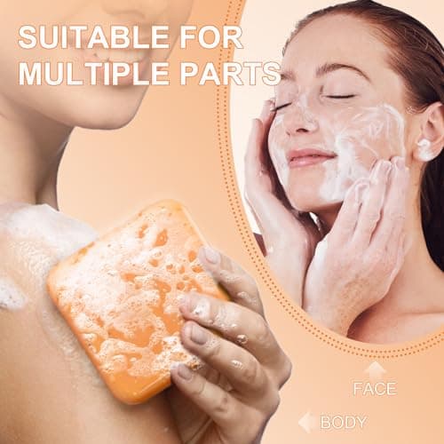 Savon Au Curcuma, Savon Exfoliant Au Curcuma, Savon Exfoliant Au Vurcuma Naturel, Barre de Savon Au Curcuma pour Le Visage et Le Corps, Nettoyage En Profondeur (2Savons)