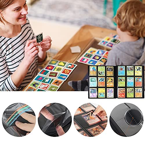 classeur carte pokemon, Porte Carte pochette 360 Cartes, Livre, Album classeur pour Cartes à Collectionner Pour Pokémon, YU-Gi-Oh 31x25x2cm (Noir)