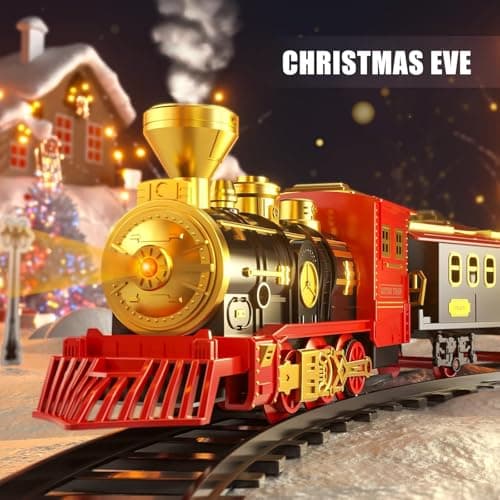 Locomotive à Vapeur,Jouet de Train à Vapeur,Train Electrique Noel Jouet avec Fumé,Train de Noel,Train Electrique,Train Jouet pour Enfants,Ensemble de Train de Noël Cadeau de Noël