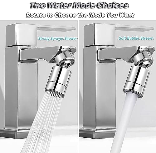 360° Pivotant Aérateur de Robinet, 2 Modes Embout Robinet Cuisine, Mousseur Robinet Economie Eau, Pour Robinet Pour lavabo de Cuisine de Salle de Bain (Argent)