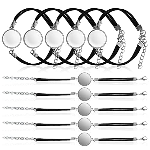 SEWACC 10 Pièces Bracelet Paramètres de Lunette pour La Fabrication de Bijoux Bracelets Vierges Bracelets en Verre Cabochons en Verre Clair Bracelets à Bricoler Soi-Même