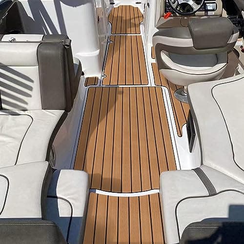 Hzkaicun Teca Sintetica Barco EVA 240x112cm Suelo Teca para Barcos de Espuma Autoadhesiva Suelo de Barco Antideslizante Alfombras para Barcos Motora Yate Kayak de Pesca Hoja de Cubierta de Barco