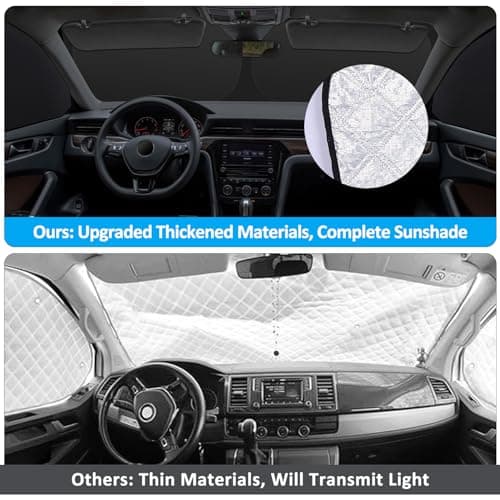 ZATOOTO Pare Soleil Pare Brise pour VW T5 T6, 3PCS Pare Soleil Voiture Avant, Assombrissement Intérieur du Pare-Brise, Protection Solaire Pare Brise, Pliable avec Sac de Rangement