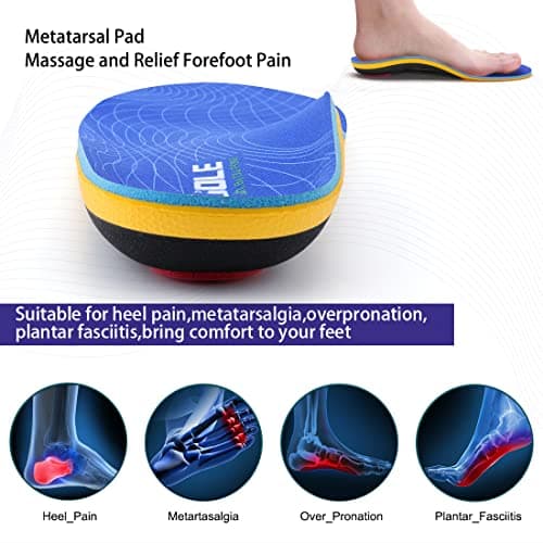 VALSOLE Semelles Orthopédiques pour Fasciite Plantaire - Soutien de la Voûte Plantaire pour Hommes et Femmes - Douleur Métatarsienne et Course