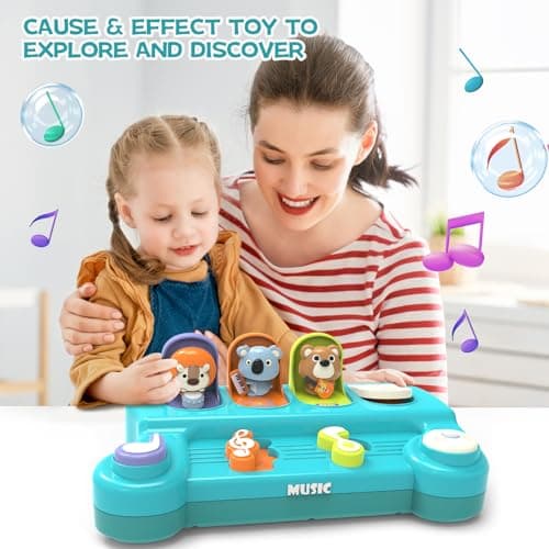 seveclotree Jouet pour Bébé 1 an,Jouet Pop-up avec Animaux et Musique,Jouet Montessori pour Enfant 1 2 3 4 Ans Fille Garçon,Jouets Interactifs Cadeau Bebe 1 2 3 an