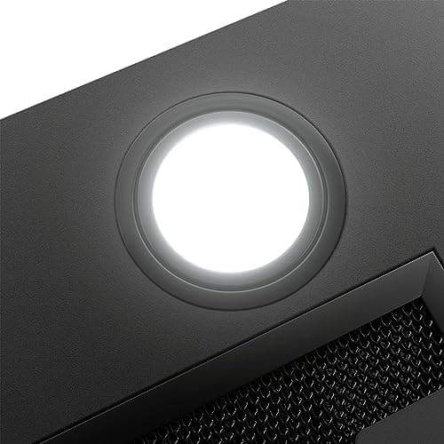 Ciarra Hotte Aspirante Encastrée - Hotte de Cuisine Intégrée - 300 m3/h - 52cm - Evacuation ou Recyclage - Filtre Charbon NON Inclus - 3 Vitesses - LED Eclairage - Noir - CBCB5913A