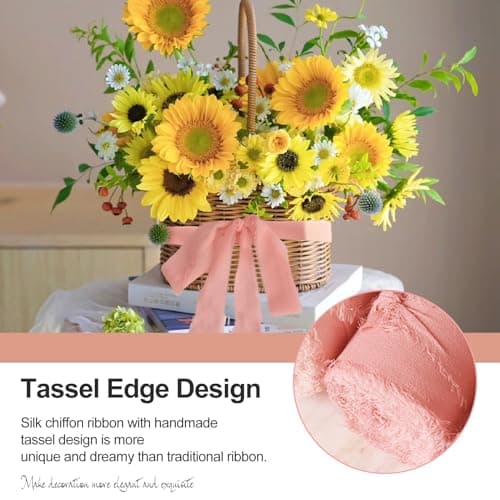 Lot de 3 Rouleaux de Ruban Rose, Ruban Mousseline 4cm*6.5m, Ruban Rose Sauge, Ruban Tissu, Rubans pour Artisanat Cadeaux de Mariage, Baptême et Anniversaire