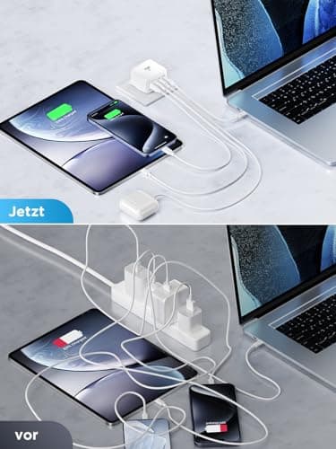 Chargeur USB C, 40W 4 Port Prise USBC Chargeur Rapide Multi Secteur Double Port PD+QC Type C Adaptateur pour Phone 16 15 14 13 12 11 Pro Max X XS XR 8 7 6S Plus Mini SE, iPad, Samsung Galaxy
