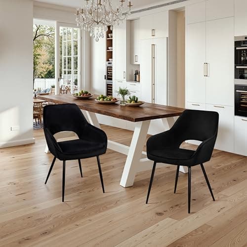 STOOLINK Chaise de Salle à Manger Lot de 2, Chaise Salle à Manger Design Moderne, Chaise de Salle en Velours, Chaise de Cuisine Rembourrée avec Dossier Découpé pour Cuisine, Salon - Noir