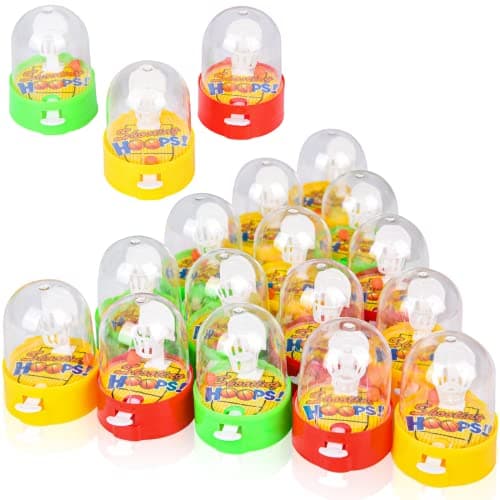 Herefun 16 Pcs Mini Finger Basketball Jeu de tir, Jeu de Basket-Ball de Table en Plastique Jeux de Doigts, Jouet Fête Remplissage de Sac d'anniversaire pour Enfant