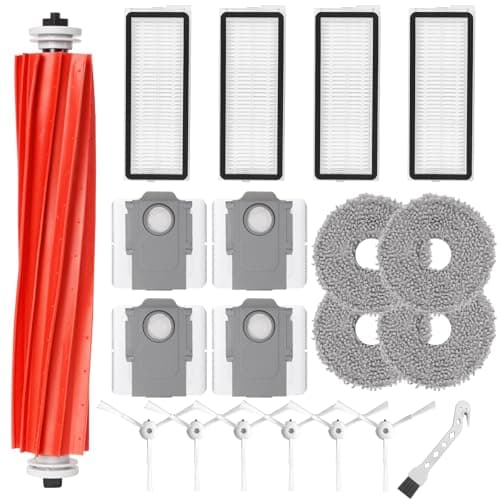 Kit d'accessoires pour Roborock Qrevo S / QRevo Pro / QRevo MaxV robot Pièces de rechange 1 brosse rouleau principale, 4 filtres HEPA, 4 serpillères, 6 brosses latérales, 4 sacs à poussière, 1 brosse