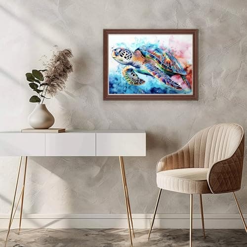 AIRDEA Tortue de mer Diamond Painting Adulte, 5D DIY Aquarelle Peinture Diamant Activité Manuelle Adulte, Diamant Painting pour Décoration Murale Maison 40x30 cm