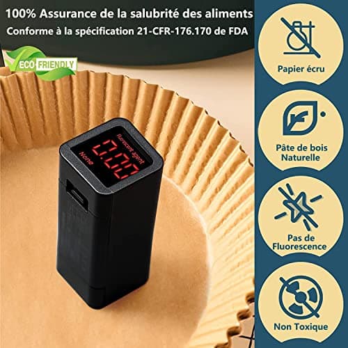 HONYAO Papier Cuisson pour Ninja Air Fryer, 100 Pièces 20,5x14cm Rectangulair Paper Liners Friteuse Sans Huile Accessoires compatible avec Ninja Foodi Dual Zone Double Stack et autres Double Airfryer