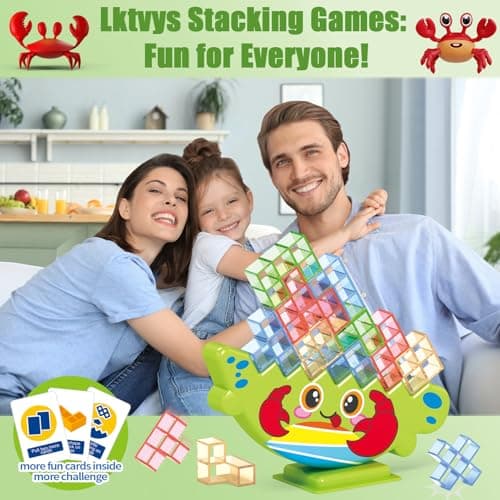 Lktvys Tetra Tower Crabe, Jeu d'Équilibre Montessori, Jouet pour Filles et Garçons 3 Ans +, Nouveau Modèle Innovant, Cadeau Fille 3-8 Ans, Jeux de Société pour Développer Patience et Concentration