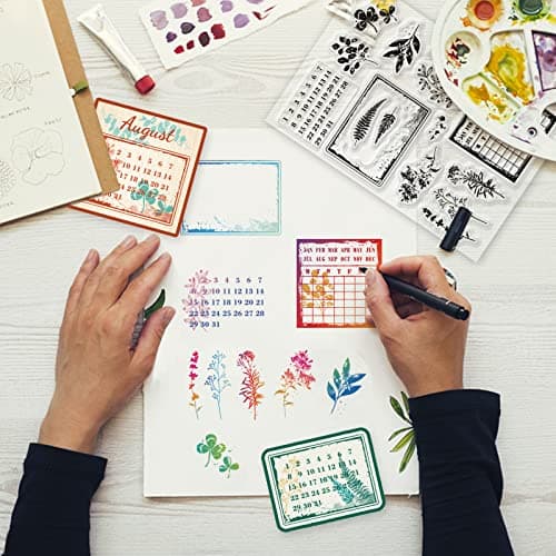 GLOBLELAND Vintage Plant Calendar Clear Stamps pour DIY Scrapbooking Retro Plant Schedule Silicone Clear Stamp Seals For Cards Making Photo Album Journal Home Decoration