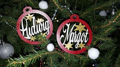 Boule de noël personnalisée prénom au choix en bois cadeau unique, décoration sapin