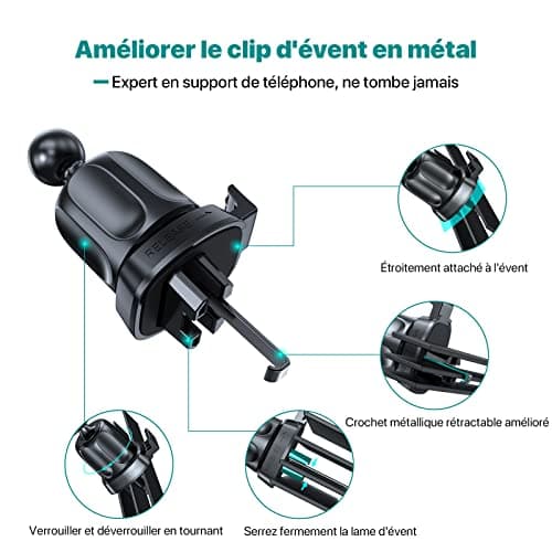 Miracase Support Téléphone Voiture, 2024 Clip D'aération en Métal Aimant, [6X] N52 NdFeB Magnetique Porte Telephone Compatible avec Tous Les Smartphones 4.0''-7.0''