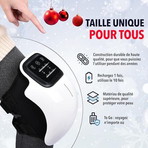 FORTHiQ Masseur de Genou Sans Fil, Soulage la Douleur Articulaire par Chaleur Infrarouge, Thérapie Laser et Vibratoire pour l'Arthrite, Gonflement, Tension, Étirement Ligamentaire, Blessure Musculaire