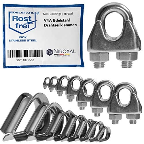 1 serre-câble en acier inoxydable de 3 mm A4 - Convient pour fil de 3 mm de diamètre - Avec cosse assortie - En acier inoxydable V4A pour câble en acier - Corde en acier galvanisé