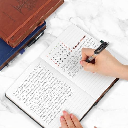 HOMEMARS Cahier A5, Cahier de Note, Notebook, Carnets et Journaux, 320 Pages, 100 GSM, Ligné,Vert, Carnet De Notes De Journal Épaissi,Carnet numéroté, Journaux en cuir épais, conception d’arbre