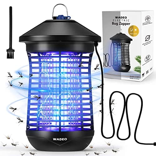 Lampe Anti Moustique avec Capteur de Lumière, WADEO 4000V 20W UV Tueur d'Insectes Électrique Anti Insectes Répulsif, Efficace Portée 100m2 pour Intérieur Extérieur Jardin Terrasse Camping