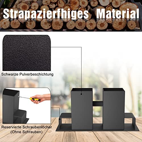 NAIZY Porte-bûches à Bois de Chauffage Range Bûches Extérieur Support D'empilage Robuste en Bois Galvanisé à Chaud pour l'intérieur et l'extérieur (Lot de 4)