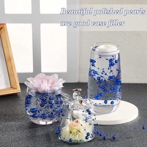 GEFIRE 18 Pièces Perles d'eau Bleu, Bougies Flottantes, Perle d'eau, Bougie Flottante pour Vases, Remplisseurs de Bouteilles d'eau, Mariages, Décorations de Centres de Table (1.2M)