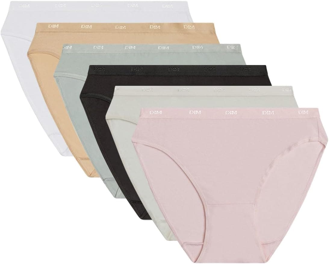 DIM Culottes Femme Lot de 6 | Les Pockets EcoDIM Coton | Douceur & Confort | Ceinture Invisible | Multicolores | Style Classique