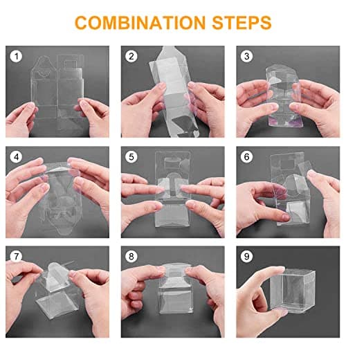 ZWZNBL Lot de 50 boîtes en plastique transparent pliables et carrées, pour bonbons, biscuits au chocolat, conviennent pour des mariages, fêtes, anniversaires, 5 x 5 x 5 cm