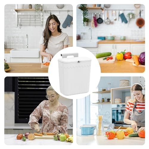 Imtrub Poubelle Suspendue avec Couvercle, Poubelle À Compost De Cuisine, Poubelles sous Évier, Comptoir, Placard en Plastique, pour Cuisine, Chambre À Coucher, Salle De Bain, Bureau, Camping-Car