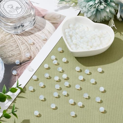 GOMAKERER 189pcs Perles d'Opalite, Perles Boule Lisse Ronde Perle Perle Claire 6mm Perles Transparentes Perles de Pierre de Cristal Perles de Pierre Opale Blanche pour La Fabrication de Bijoux