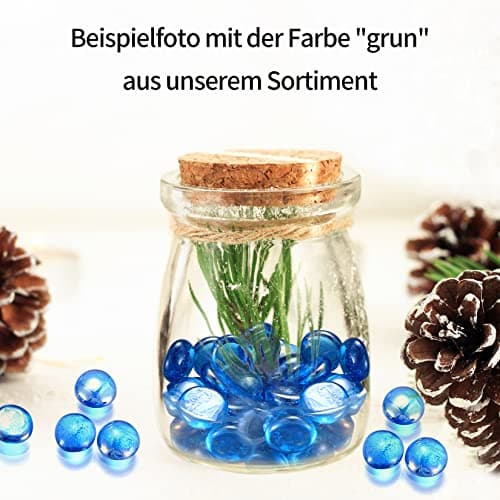 1000 g/1 kg Glassteine, Glasnuggets Klar Blau, Glas Muggelsteine, Dekosteine Glasmosaiksteine Glas für Vase Deko