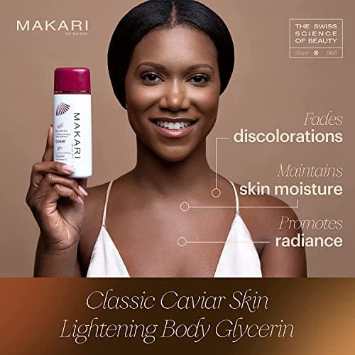 Makari Classic Glycérine Éclaircissante au Caviar 5.1fl.oz – Gel-Crème hydratante et éclaircissante pour le corps – Soins quotidien hydratants anti-âge, cicatrices acnéiques, décolorations et rides