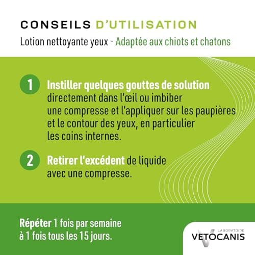 Vetocanis | Gouttes Yeux Chien et Chat 60ml | Hygiène du Chien et du Chat Toutes Tailles et Tous Âges | Lotion pour Yeux Hydratante , Blanc (L'emballage peut varier)
