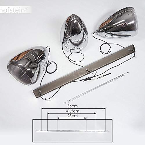 Suspension Francisco en métal anthracite et verre fumé, élégante lampe pendante retro-design idéale dans un salon moderne, pour 3 ampoules E27, ampoule(s) non incluse(s)