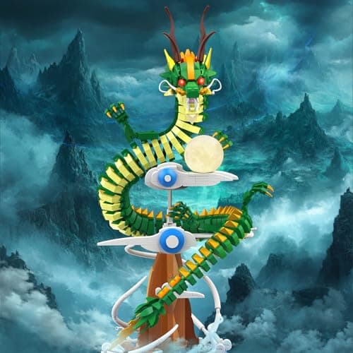 JMBricklayer Ensemble de construction dragon pour adultes, kit de dragon cool avec lumières 70007, collection de modèles ou décoration de bureau à domicile, jouets de construction cadeau pour garçons,