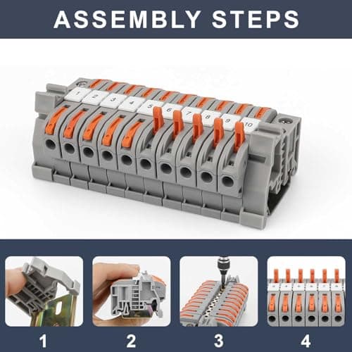 MYLERCT Bornier Rail Din Un Ensemble De 10 Bornier Electrique, Bornier Terre avec accessoires de Rail, Peut Être Utilisé Pour La Production de Bricolage L'automatisation L'Électrotechnique et D'autres