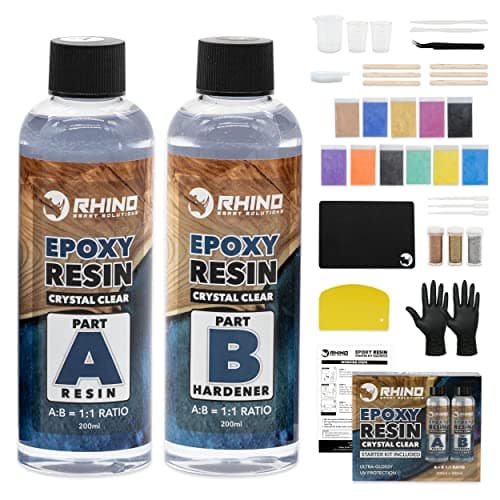 RHINO Smart Solutions Résine Epoxy Transparente - Kit Complet pour Commencer Resine Liquide Epoxide + Durcisseur (1:1) Verre Effet Accessoires, Pigments | Artisanat, Bijoux, Bricolage, Revêtement