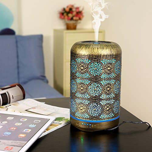 Salking Diffuseur Huiles Essentielles 260ml Humidificateur d'air Ultrasonique Brume Fraîche Arôme Parfum Electrique avec 7-Couleurs Changeantes Arrêt Automatique pour Chambre/Salon/Spa/Yoga/Massage