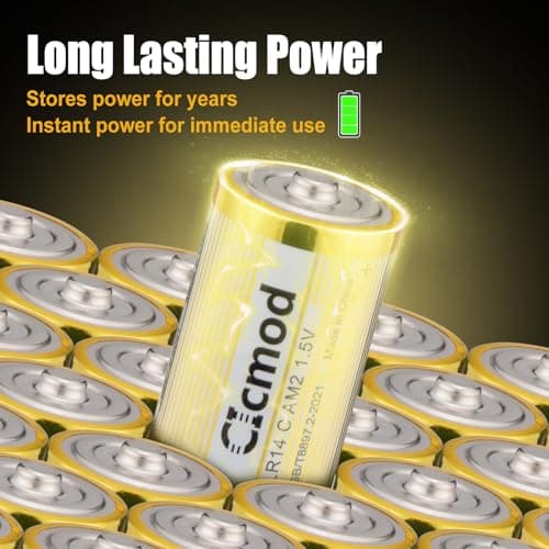 CICMOD Piles alcalines C Alkaline Batteries LR14 1,5V - Lot de 10 Piles Jetables Alcalines Longue durée