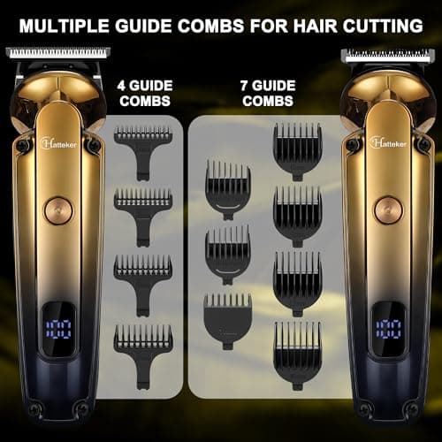 Hatteker Kit Tondeuse à Barbe Professionnel Avec Zero Gap T-Blade Tondeuse Rasoir Électrique Pour Le Nez Oreille Barbe Hommes Body Tondeuse Imperméable à l'eau Sans Fil Beauty Kit 6 en 1