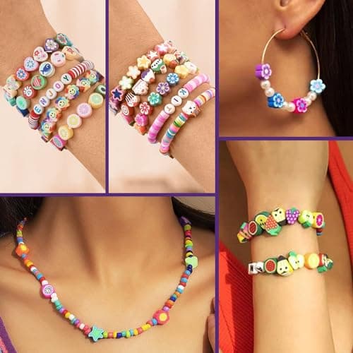 Jollin 2300pcs argile bricolage perles pour bracelet collier boucles d'oreilles kit de fabrication de bijoux, artisanat accessoires cadeaux d'anniversaire jouets pour enfants 6-12 ans