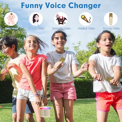 JYX Machine de Karaoké avec 2 Microphones sans Fil, Karaoke Portable Jouets avec Lumières LED Enfants Adultes, Mini Karaoke Bluetooth, Idee Cadeau Enfants 5,6,7,8,9,10,11,12,13,14,15 Ans Noir/Beige