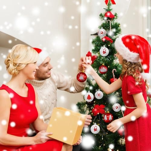 Arbolisse Boule de Noel Decoration Sapin Noel, 16PCS Decoration Noel Sapin, Boule de Noel Blanche et Rouge, Boules de Noël Decoration Noel Interieur