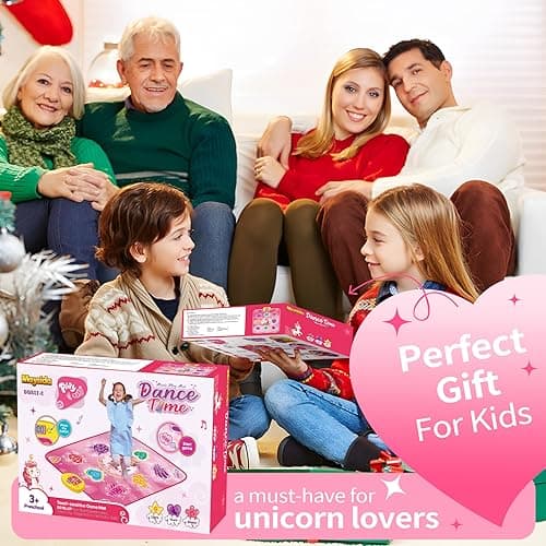Tapis de Danse pour Enfants - Cadeau pour Fille - Tapis Musical avec 6 Modes de Jeu, Modes de défi, 9 lumières LED, Tapis de Jeu Licorne pour Enfants - Jouet d'anniversaire à partir de 3 Ans - Fille