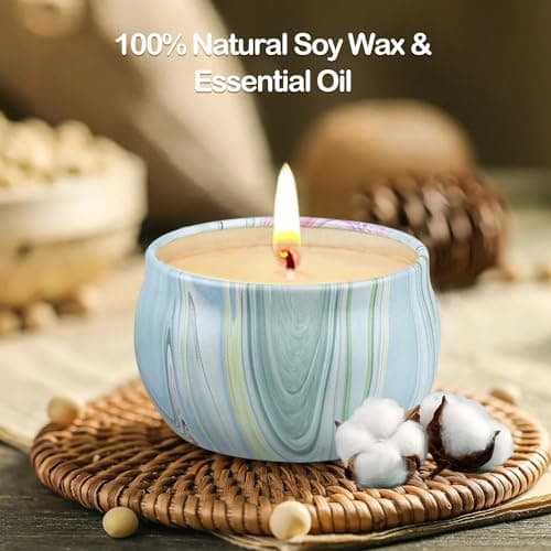 Lot de 9 bougies parfumées, cadeau femme bougie - 100% cire de soja - Portable - Cadeau pour soulager le stress - Pour anniversaire, fête des mères, Noël - Pour la famille, les femmes