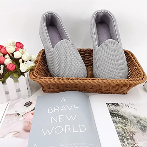 ofoot Chaussons Femme Maison Confort avec Dos Fermé,Pantoufles Mocassins Mousse Mémoire Intérieurs Extérieurs Antidérapants(36/37 EU,Gris Clair